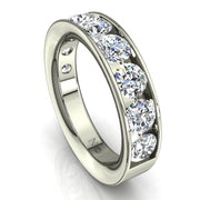 Demi-alliance 9 diamants naturels ronds 1.60 carat or blanc Antonia